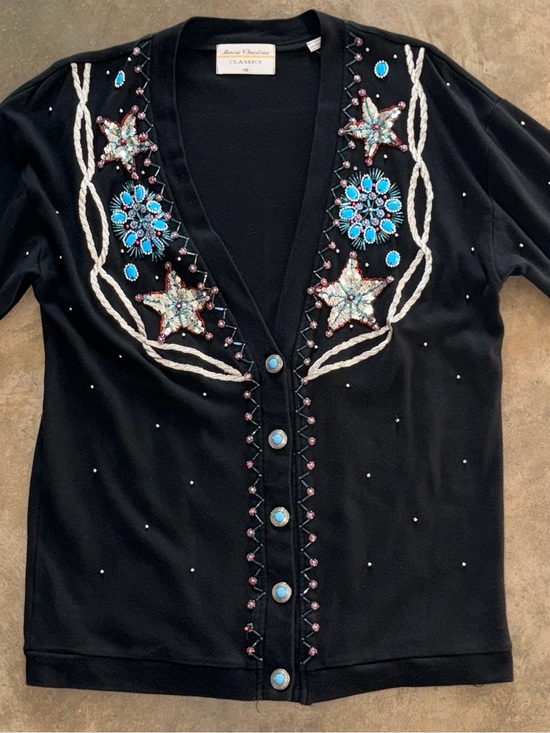 Marisa Christina Sweaters - Marisa Christina Classics M Black Western Beaded Embellished Cardigan